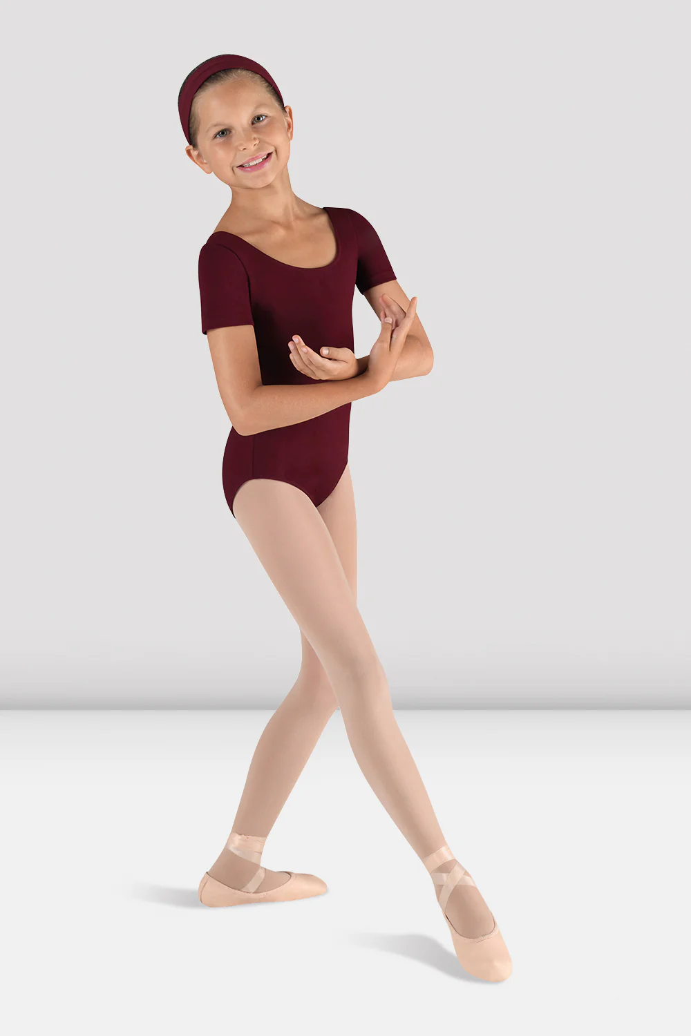Girls Short Sleeve Round Neck Leotard