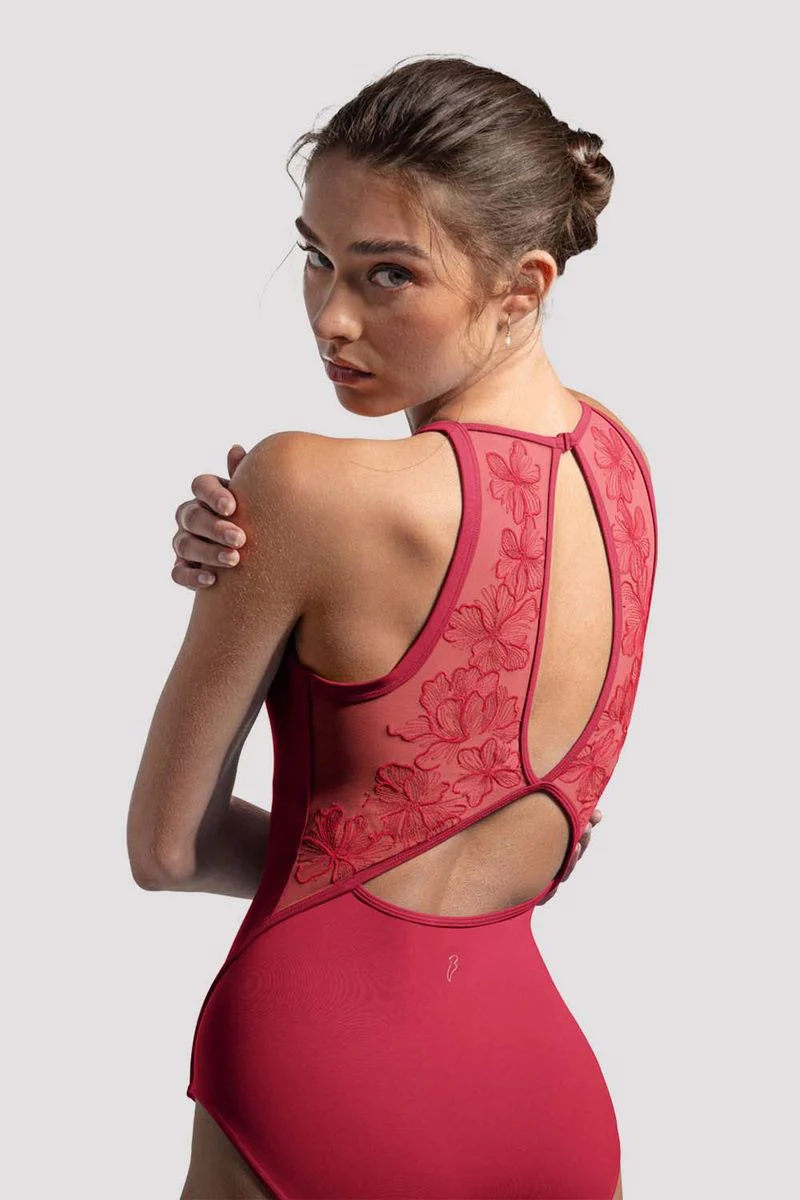 Ladies Iris Floral Halterneck Leotard - Image 2