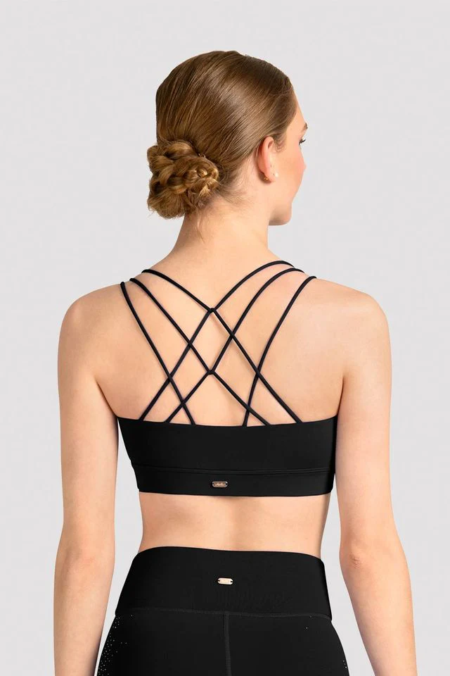 Ladies Mirella Celeste Cross Back Printed Crop Top - Image 3